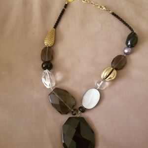 Chunky Smokey Topaz Rock Crystal Necklace Av Max - image 1